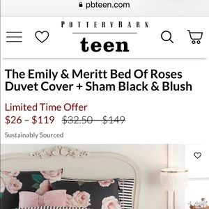 Black / Blush comforter from Pottery Barn